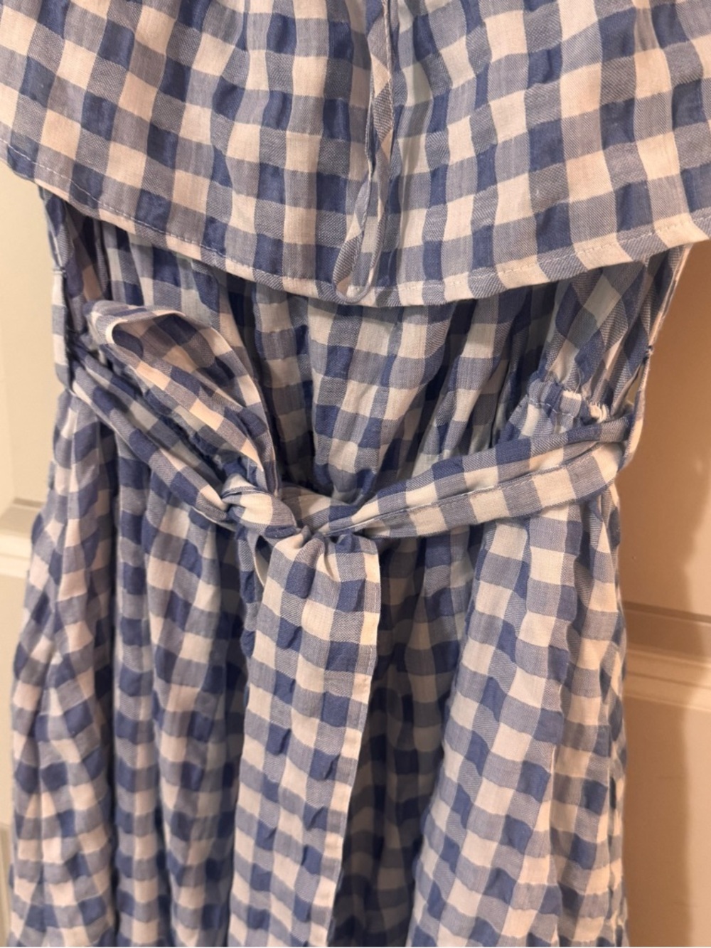 11.1 Tylho Kinsey Gingham Off-Shoulder Dress for size Large - Picture 3 of 10